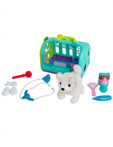 Set veterinario con perrito de peluche con varios movimientos y accesorios