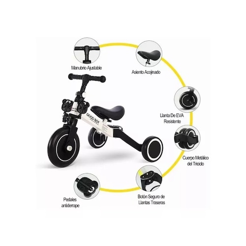 Bicicletas Triciclo De Equilibrio Montables Para Niños 3 En1