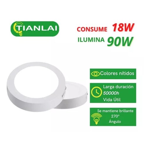 Lampara De Sobreponer Led 18w Luminaria Plafón 10 Piezas