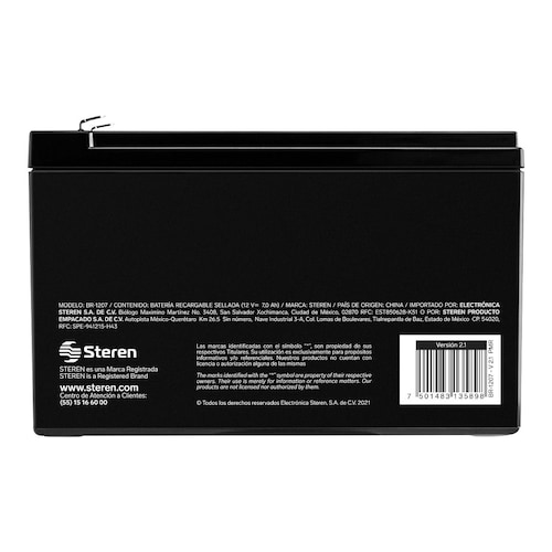 Batería Sellada De Acido-Plomo, 12 VCC 9Ah Steren Br-1209