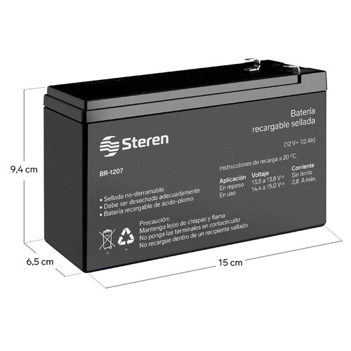 Batería Sellada De Acido-Plomo, 12 VCC 9Ah Steren Br-1209