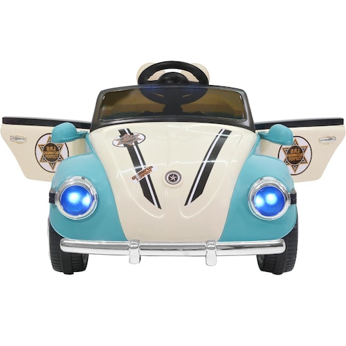 Carro Montable Tipo Vochito Electrico Musica Usb Y Control Azul