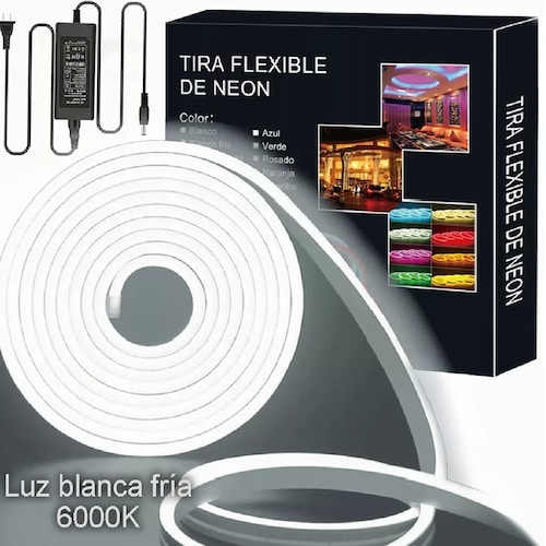 Neon Flex Led Manguera Con Fuente De Alimentación 5 M 12v Luz Blanca Fria