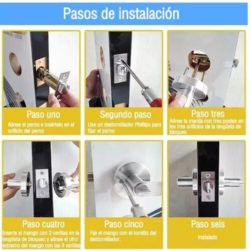 Cerradura Chapa Manija Para Puerta Recamara Y Principal/baño