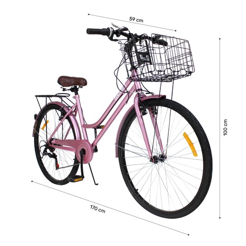 Bicicleta Urbana Vintage R26 Frenos V-brakes Rosa