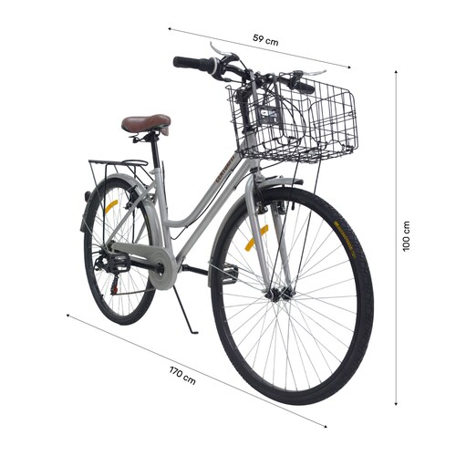 Bicicleta Urbana Vintage R26 Frenos V-brakes Plata