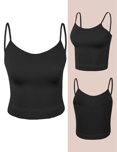 Pack 2 Blusas De Tirante Canalé Fresca Basicos Mujer Moda