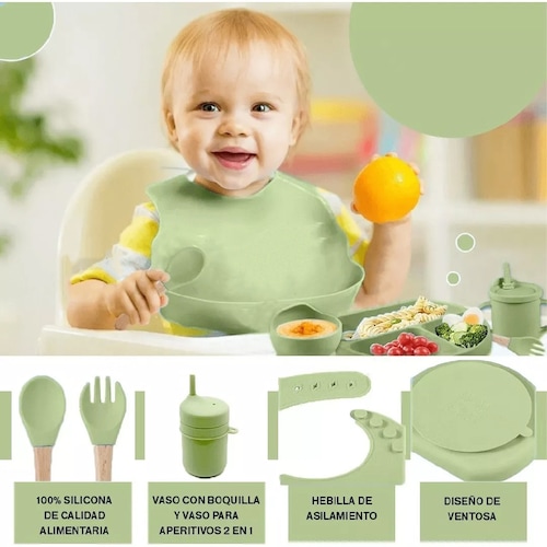 Vasos De Silicona Para Bebés Con Tapa Doble Taza De Alimentación