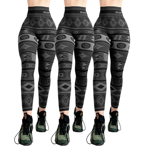 Pack 3 Mallas Lycra Leggins Mujer Gym Casual Mayon Talle alto