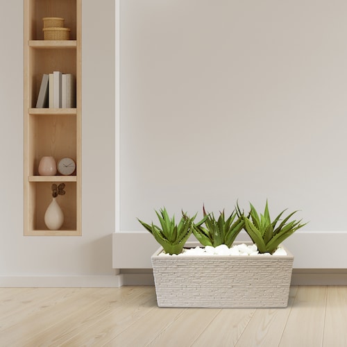 AGBOX Maceta Jardinera Rectangular Efecto Ladrillo. Strata Gris AG-GN576STONE