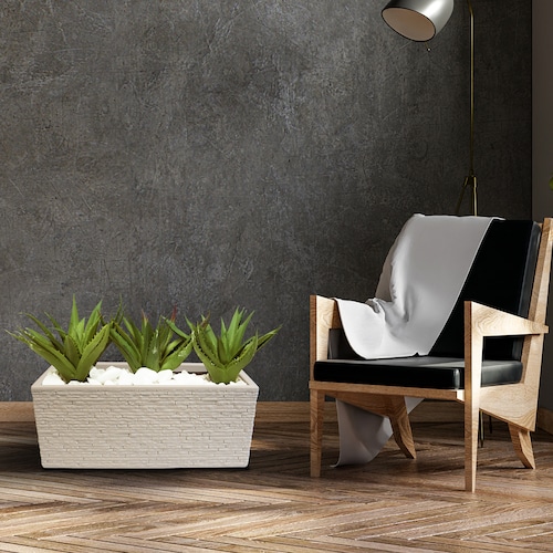 AGBOX Maceta Jardinera Rectangular Efecto Ladrillo. Strata Gris AG-GN576STONE