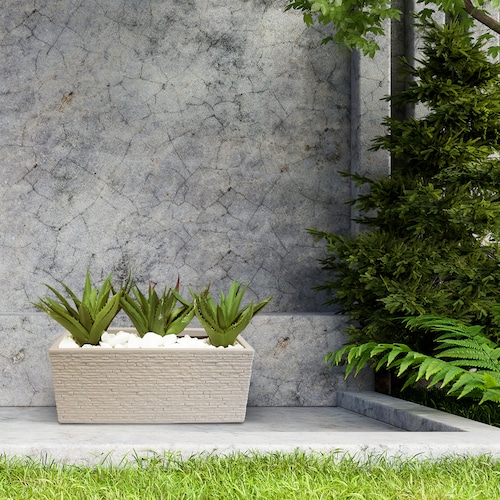 AGBOX Maceta Jardinera Rectangular Efecto Ladrillo. Strata Gris AG-GN576STONE