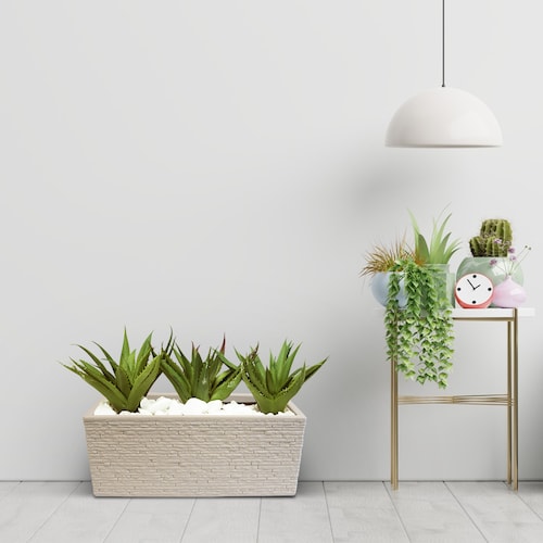 AGBOX Maceta Jardinera Rectangular Efecto Ladrillo. Strata Gris AG-GN576STONE
