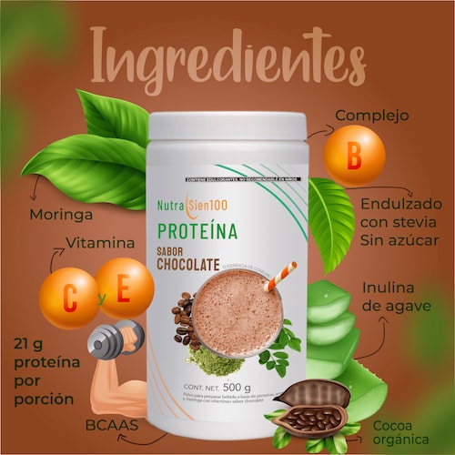 Proteína en polvo Chocolate Keto Pre-workout 22g proteína NO Azúcar Natural 500g