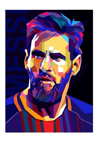 Cuadro Decorativo Messi Pop Art Colorido Futbol Canvas 28x41cm 