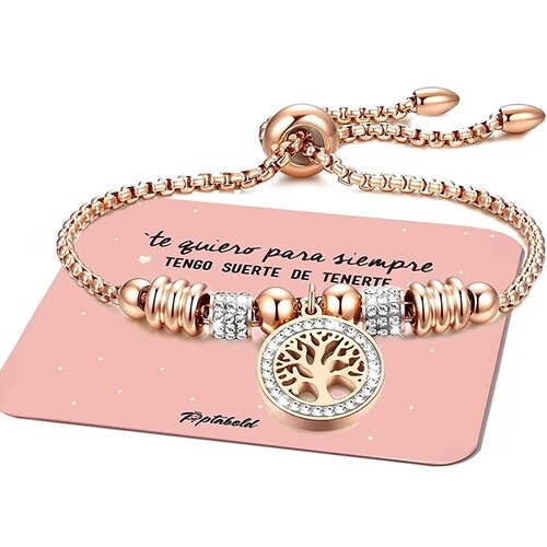 A Pptabold Pulseras Mujer Árbol de La Vida Acero Inoxidable