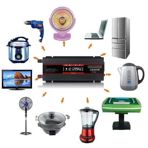 Inversor Transformador de Voltaje para Auto Transforma Energia de 12V a 220V Potencia 2000 Watts Pantalla LCD Salida USB Proteccion contra Sobrecarga Sobrecalientamiento Cortocircuito Incluye Cables / Master / EL-INV2000WP