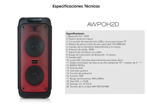 Bocina Aiwa 1000W| AWPOH2D