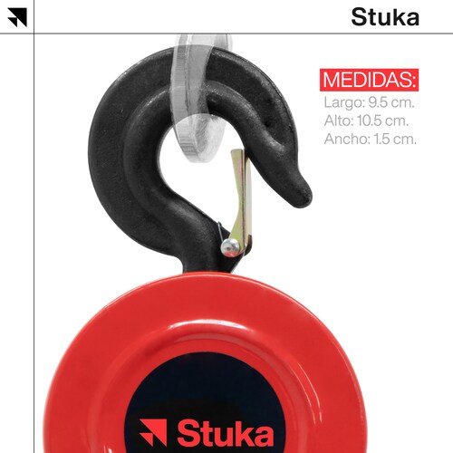 Polipasto Manual Stuka 2 Toneladas Cadena Forjada De 6 Metros con 2 Ganchos de Grado Industrial