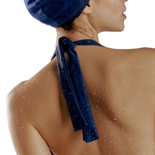 Traje de baño azul marino tipo halter, para control de abdomen, mod. 1070887
