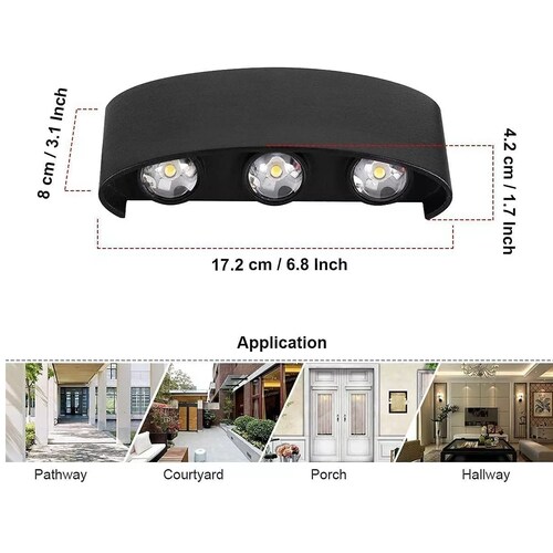 Lampara De Pared Led Aluminio Iluminacion Exterior Jardin