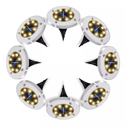 Conjunto 8 Lámparas 8led Luces Solares Suelo Jardín Césped