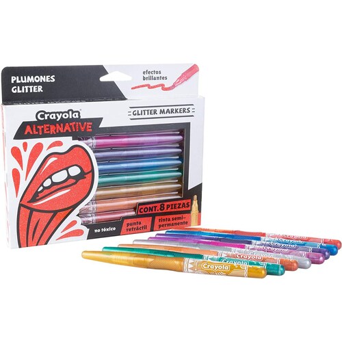 Pack edición Especial Crayola 8 marcadores Glitter y 8 Marcadadores Metálicos