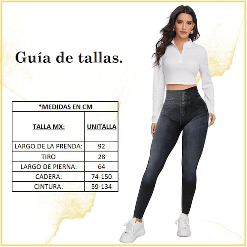Set 2 Leggins Mujer Mezclilla Faja Alta Mallas Gruesa Mayon 