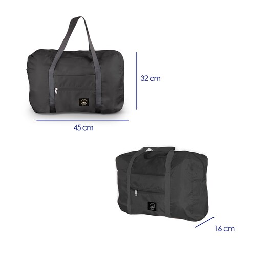 Maleta De Viaje Plegable Negra Bolsa de Mano para Avion o para Gym.