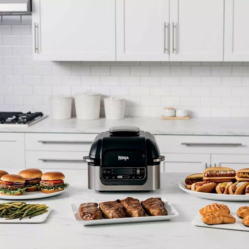 Ninja Foodi, Parrilla Eléctrica Para Interiores 5 En 1 4.5 Litros