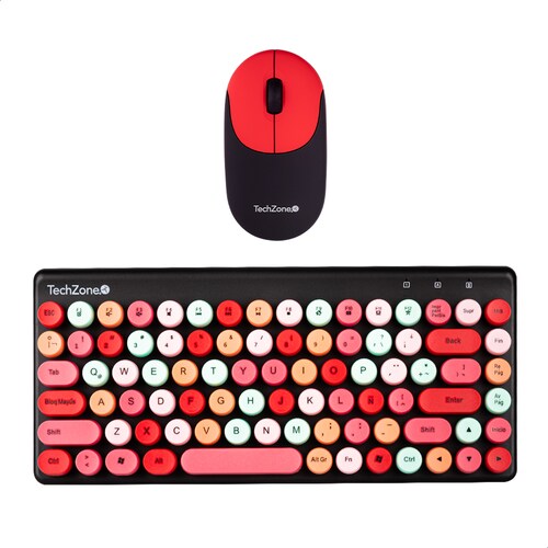 Teclado Y Mouse Inalámbrico Diseño Retro Teclas Removibles Negro.