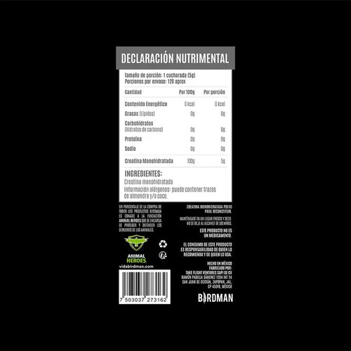 Creatina Monohidratada Birdman 600 gr