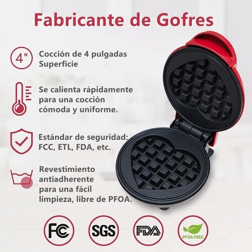 Waflera Electrica Antiadherente Mini Corazon