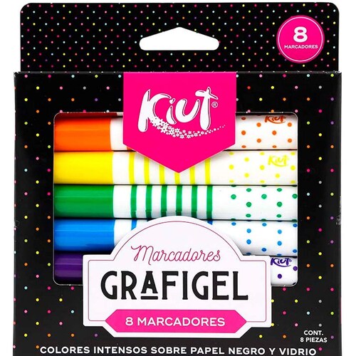 Marcadores Kiut Grafigel caja con 8 marcadores de colores