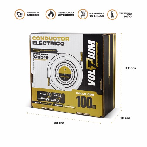 Cable Calibre 10 De Cobre Verde Thw-ls / Thhw-ls 100 M Voltium