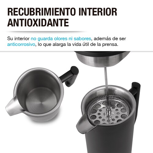 Prensa Francesa de Acero Inoxidable Doble Pared 1 Litro Casa Litus