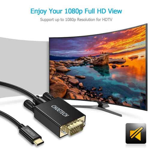 Cable de Transmisión USB-C a VGA 1.8m.