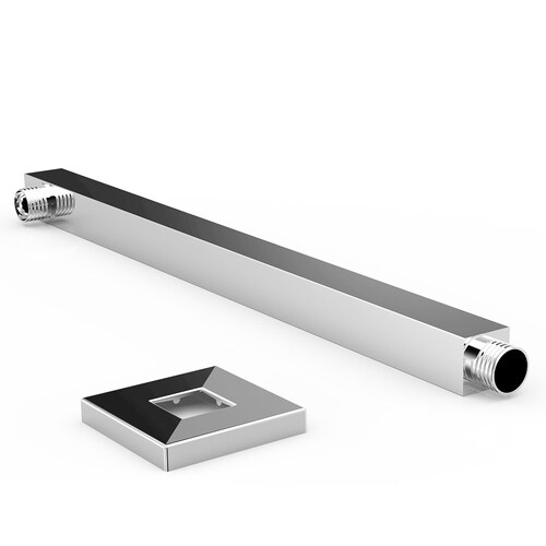Brazo Cuadrado Regadera 40 Cm; Acero Inoxidable Y Chapetón Cuadrado