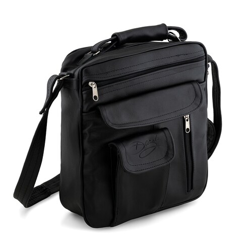 Bolso Vertical Doble Cara Negro Tipo Mariconera En Piel Vacuno Para Caballero