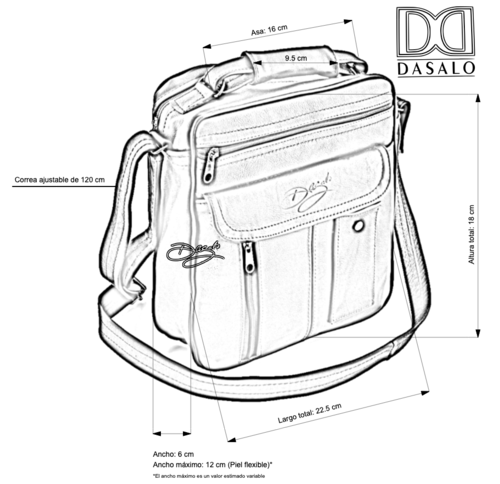 Bolso Vertical Doble Cara Negro Tipo Mariconera En Piel Vacuno Para Caballero