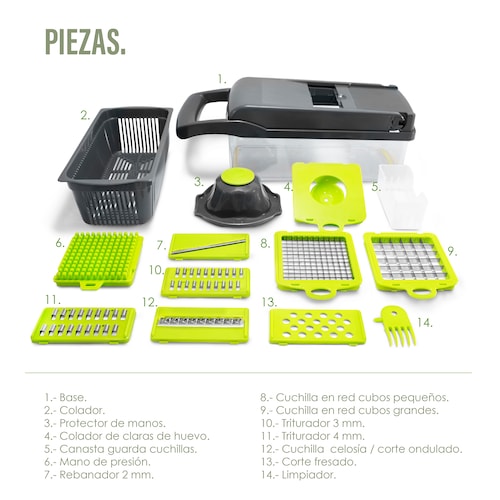 Rallador, Cortador ,Rebanador ,Picador Multifuncional  Manual De Verduras y  Fruta 12 en 1