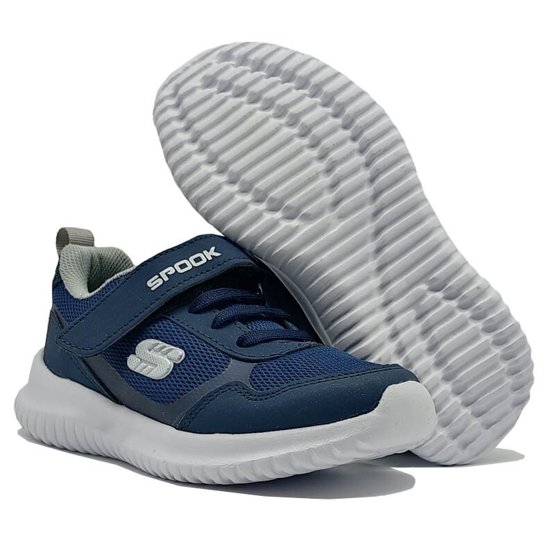 Tenis Spook 1010 Azul Marino Nina Nino Escolar Velcro Run