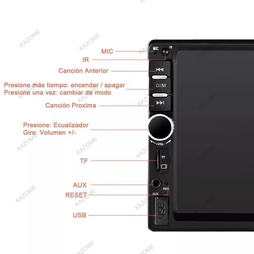 Auto Estéreo Táctil Bluetooth Usb Fm Aux Cámara