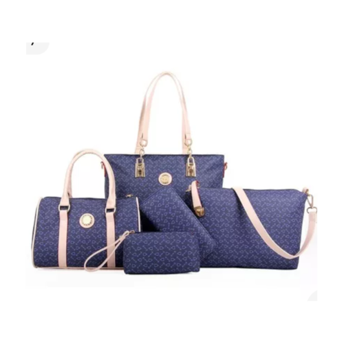 Set 6 Bolsas Mujer  moradas Cartera Estampada Moda Dama Cosmetiquera