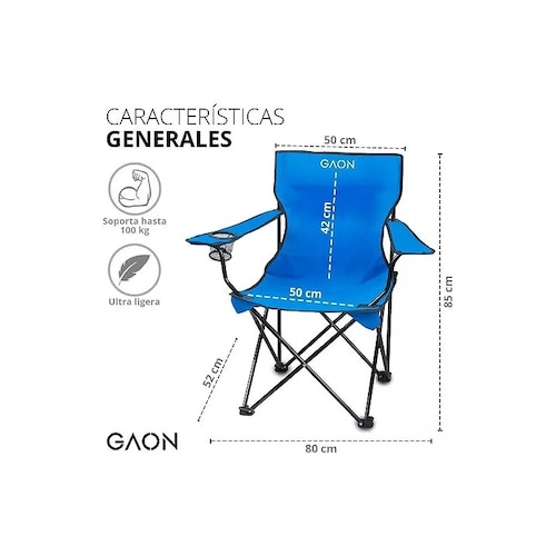 Sillas Camping Y Playa Plegable Portatil Para Exteriores Gaon Azul 2 Piezas  Gaon Camping