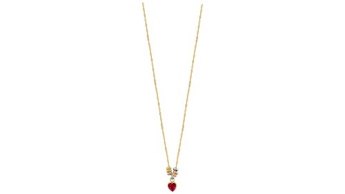 Gargantilla 7Aros Corazon Rojo 10K 45Cm  - 3819