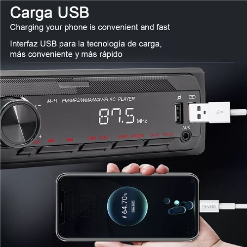 Reproductor De Mp3 Estéreo Bluetooth Control De Voz 2 Usb