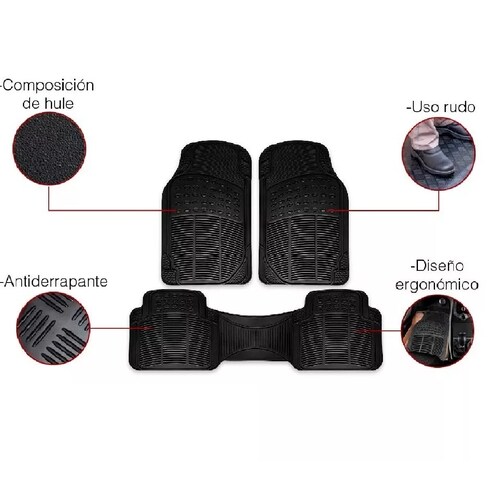 Juego Tapetes Hule Auto Camioneta Uso Rudo 3 Piezas
