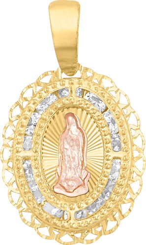 Medalla Guadalupe Filigrana Circonia 10K - 3730