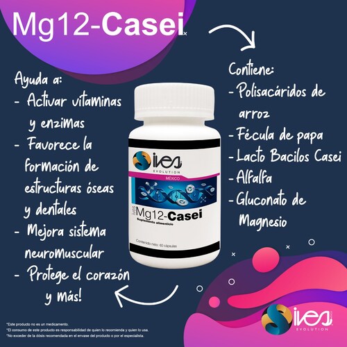 Magnesio Ives Evolution México Lacto bacilos Casei Alfalfa 60 Cáps..